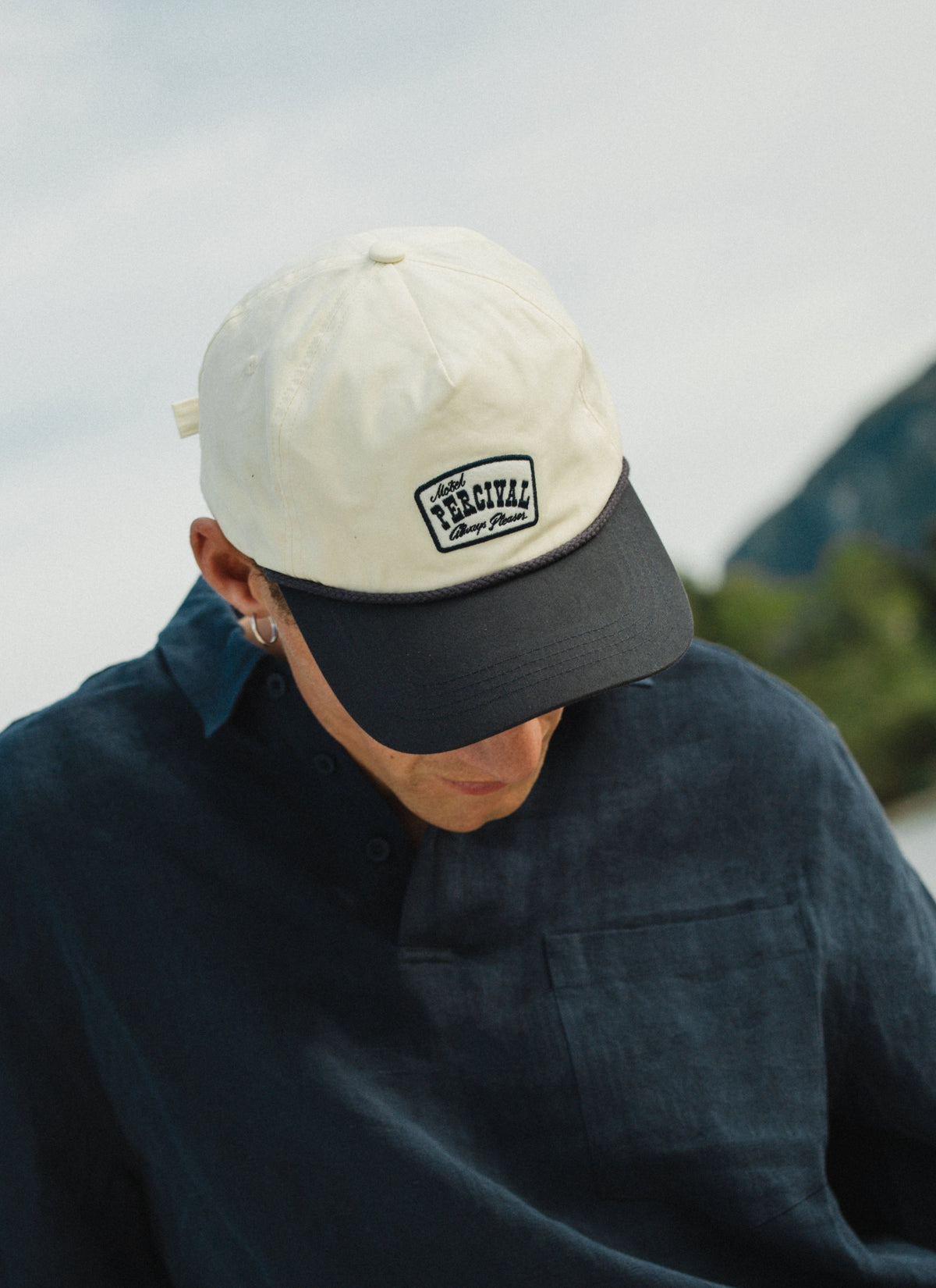 Men's Trucker Cap - Donovan - Rope Trim - Cotton - Cream | Percival