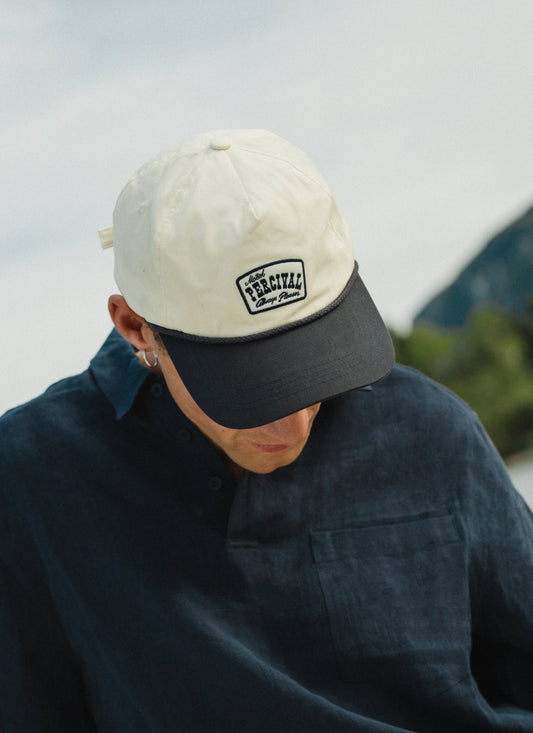 Men's Trucker Cap - Donovan - Rope Trim - Cotton - Cream | Percival