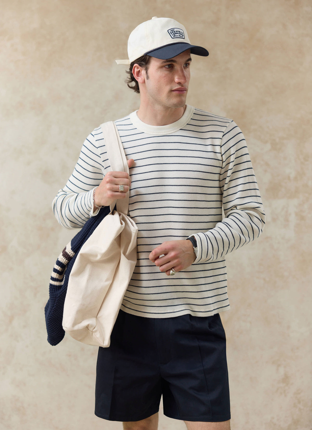 Men's Trucker Cap - Donovan - Rope Trim - Cotton - Cream | Percival