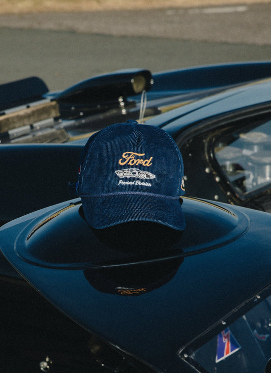 Men's Corduroy Trucker Cap - Cotton - Navy Blue - Ford x Percival | Percival