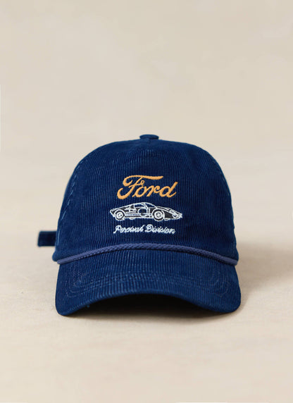 Men's Corduroy Trucker Cap - Cotton - Navy Blue - Ford x Percival | Percival
