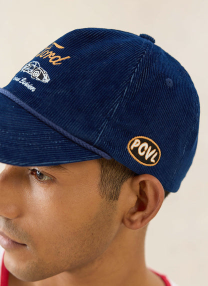 Men's Corduroy Trucker Cap - Cotton - Navy Blue - Ford x Percival | Percival