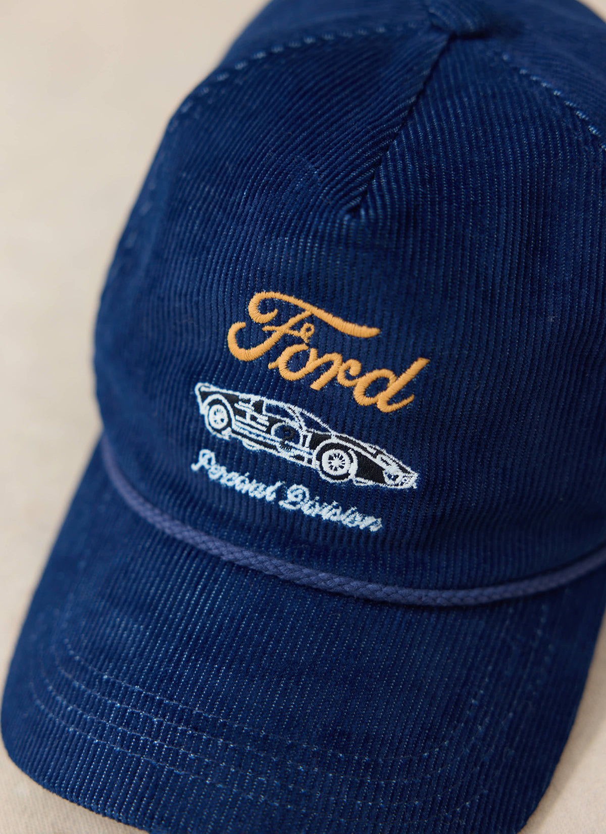 Men's Corduroy Trucker Cap - Cotton - Navy Blue - Ford x Percival | Percival