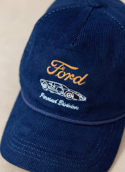 Men's Corduroy Trucker Cap - Cotton - Navy Blue - Ford x Percival | Percival