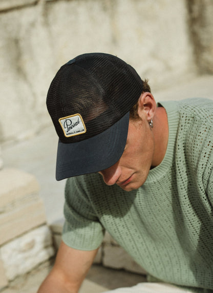 Men's Mesh Trucker Cap - Damien - Navy Blue | Percival