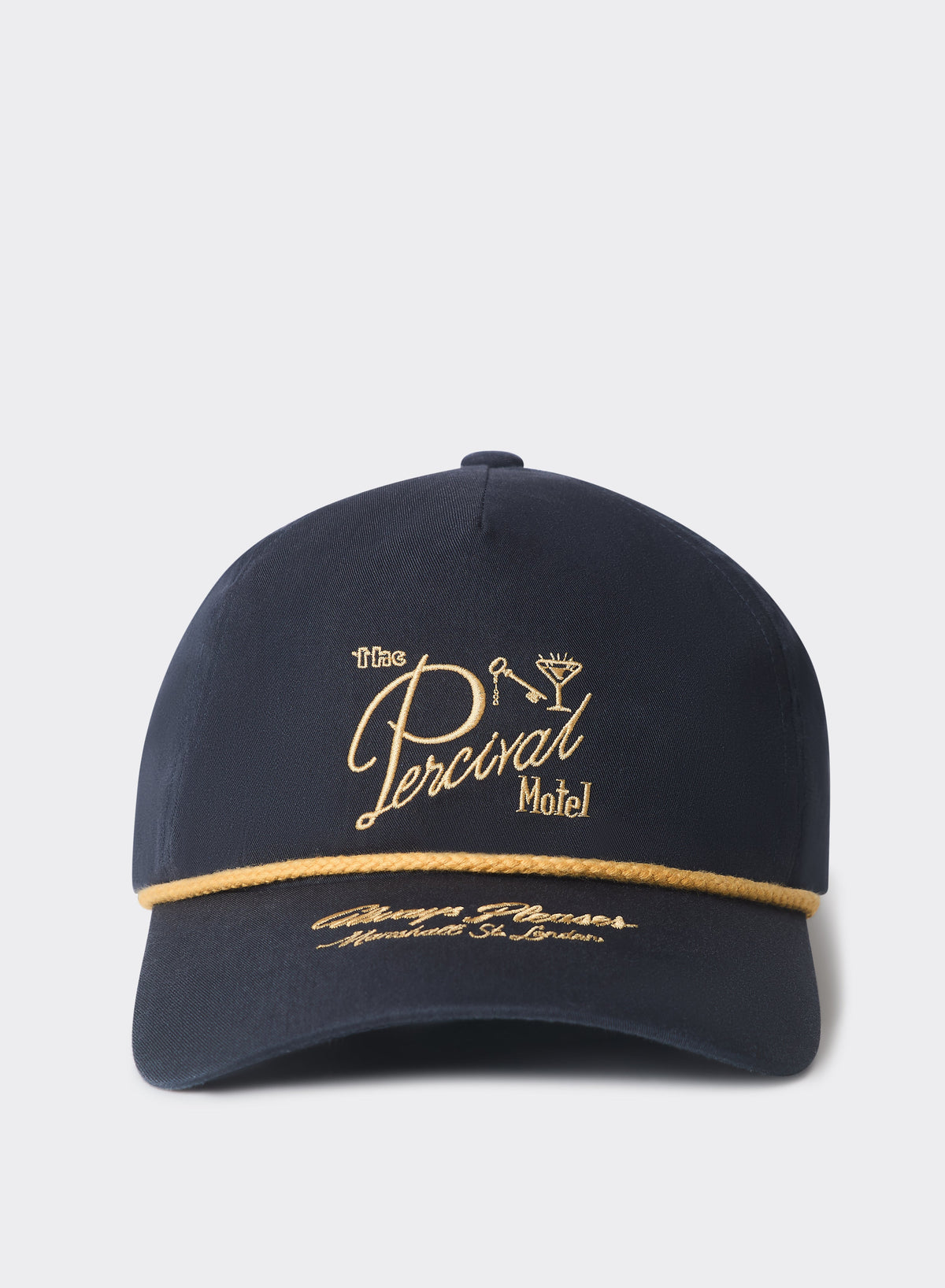 Kingsley Embroidered Soft Trucker Cap - Cotton - Navy Blue | Percival