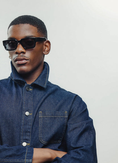 P002-E2 Black Sunglasses - Black Polarized Lenses | Percival