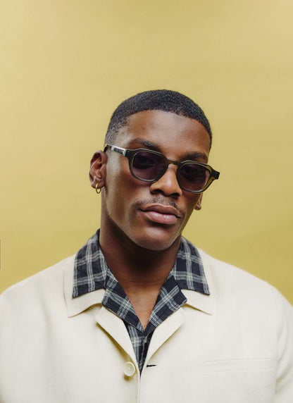 P001-E52 Olive Green Sunglasses - Light Brown Lenses | Percival