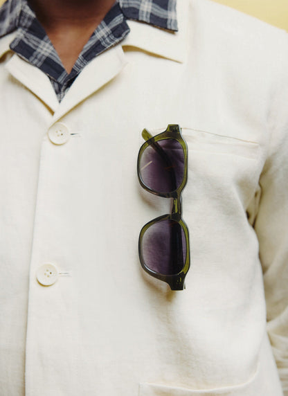 P001-E52 Olive Green Sunglasses - Light Brown Lenses | Percival
