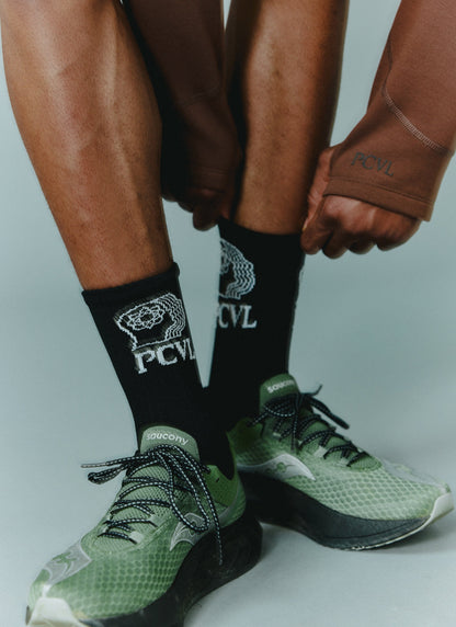 Men's Sport Socks - Ribbed Cuff & PCVL Logo - Black | Percival