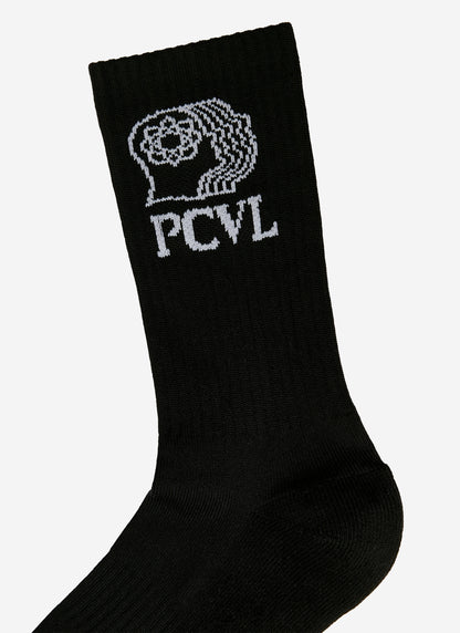 Men's Sport Socks - Ribbed Cuff & PCVL Logo - Black | Percival