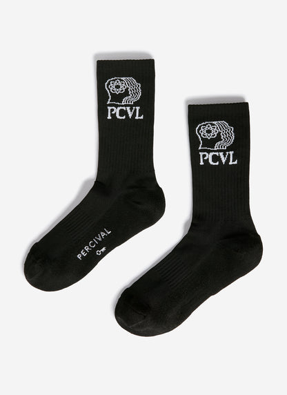 Men's Sport Socks - Ribbed Cuff & PCVL Logo - Black | Percival