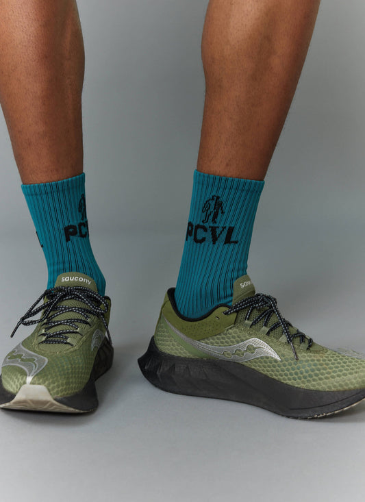 Men's Sport Socks - PCVL Graphic Ribbed Crew - Blue | Percival