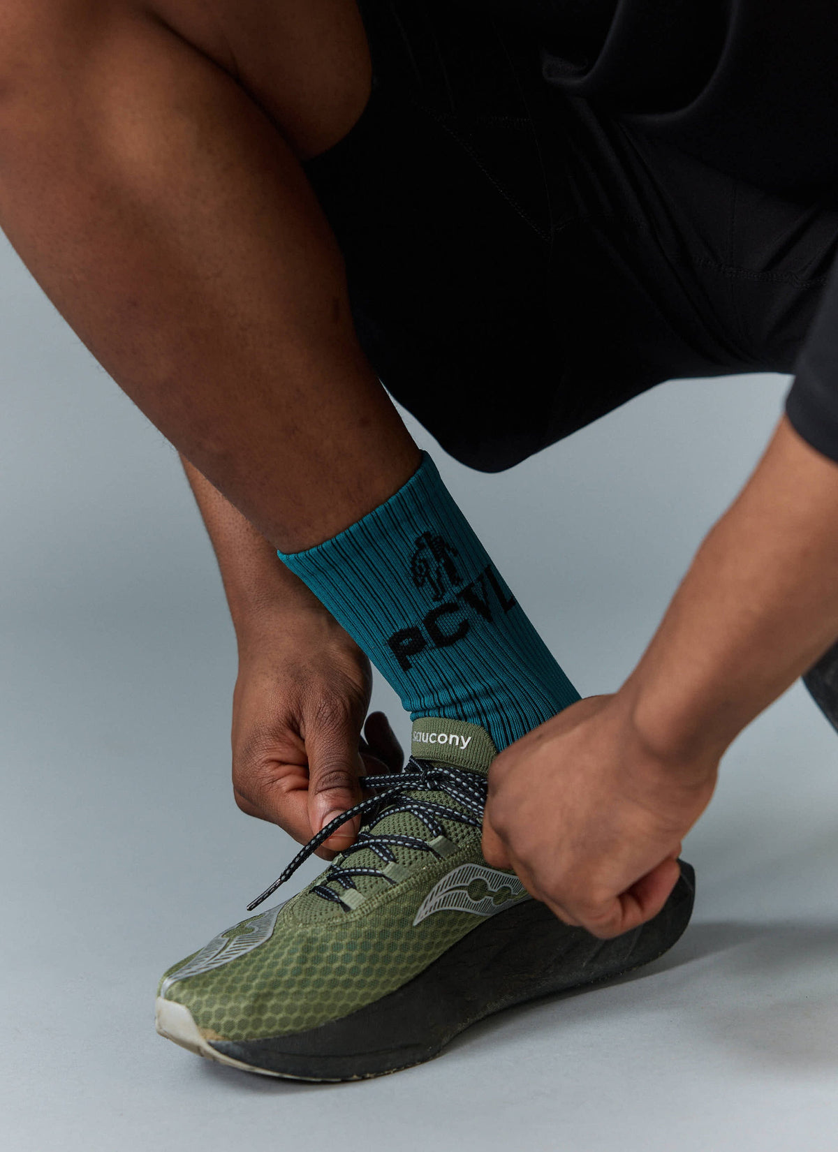 Men's Sport Socks - PCVL Graphic Ribbed Crew - Blue | Percival