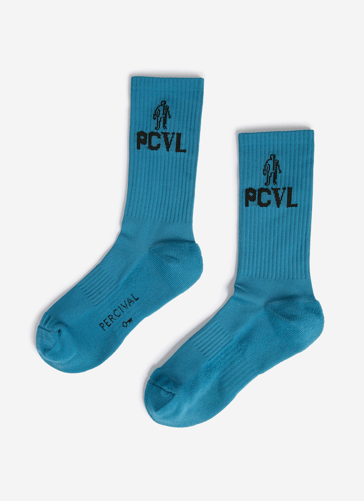 Men's Sport Socks - PCVL Graphic Ribbed Crew - Blue | Percival