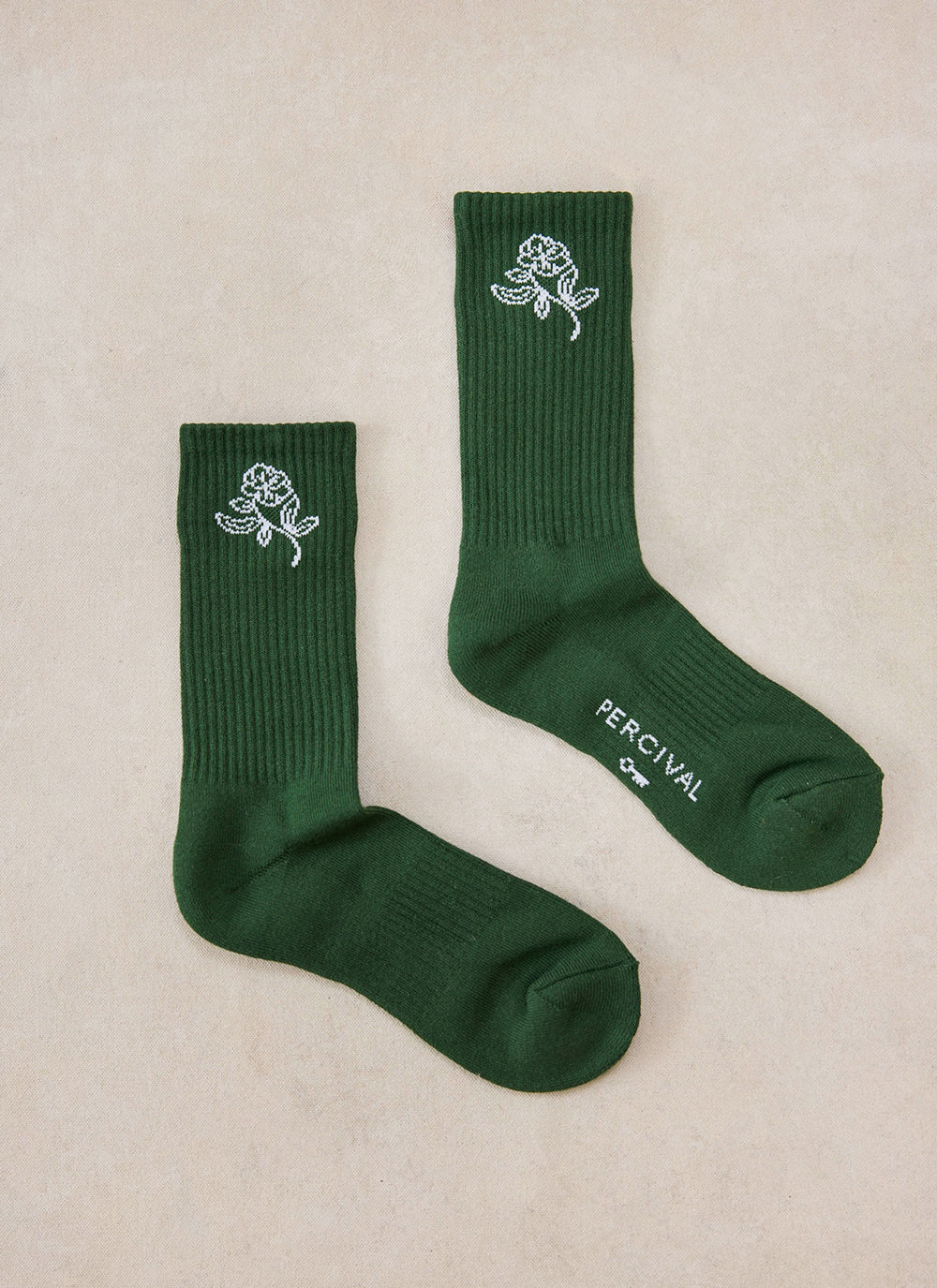 Earl Jacquard Socks - Forest Green Cotton | Percival