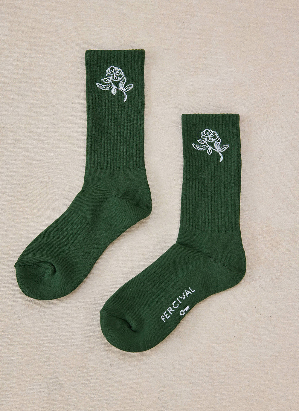 Earl Jacquard Socks - Forest Green Cotton | Percival