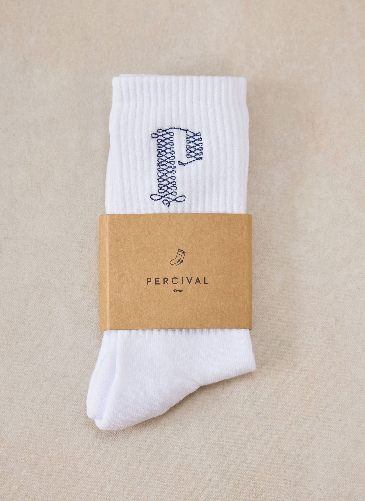 Tucker Embroidered Socks - Cotton - White | Percival