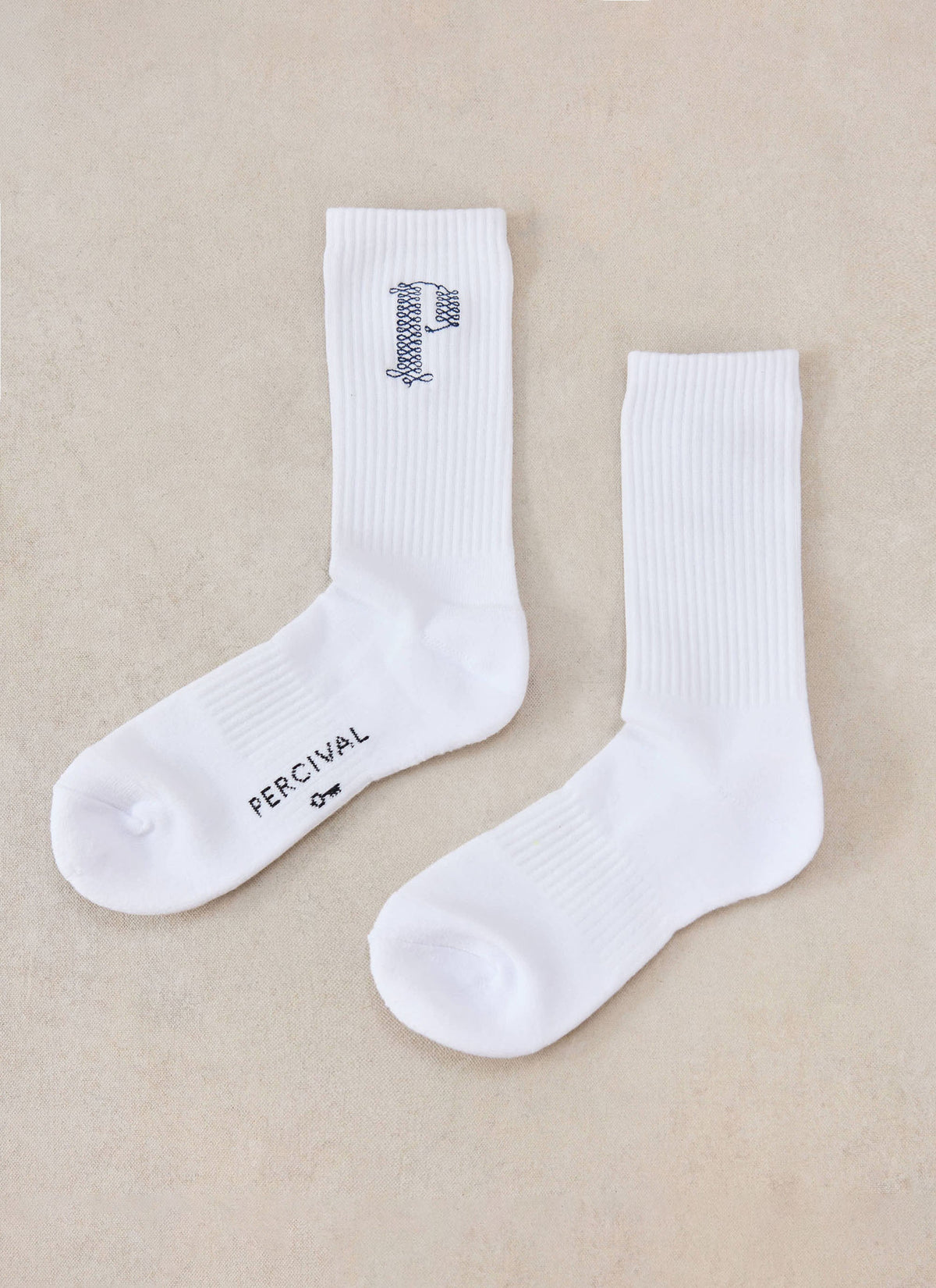 Tucker Embroidered Socks - Cotton - White | Percival