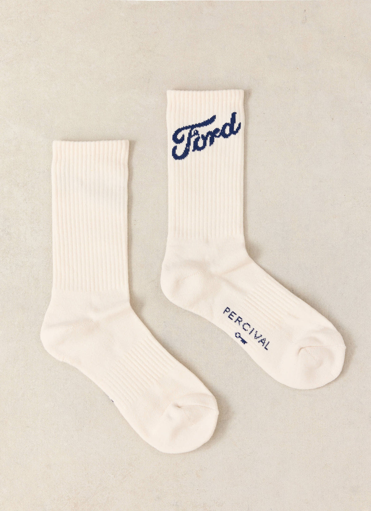 Men's Crew Socks - Cotton Blend - Cream - Ford x Percival | Percival