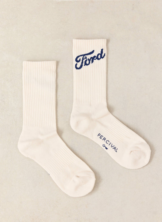 Men's Crew Socks - Cotton Blend - Cream - Ford x Percival | Percival