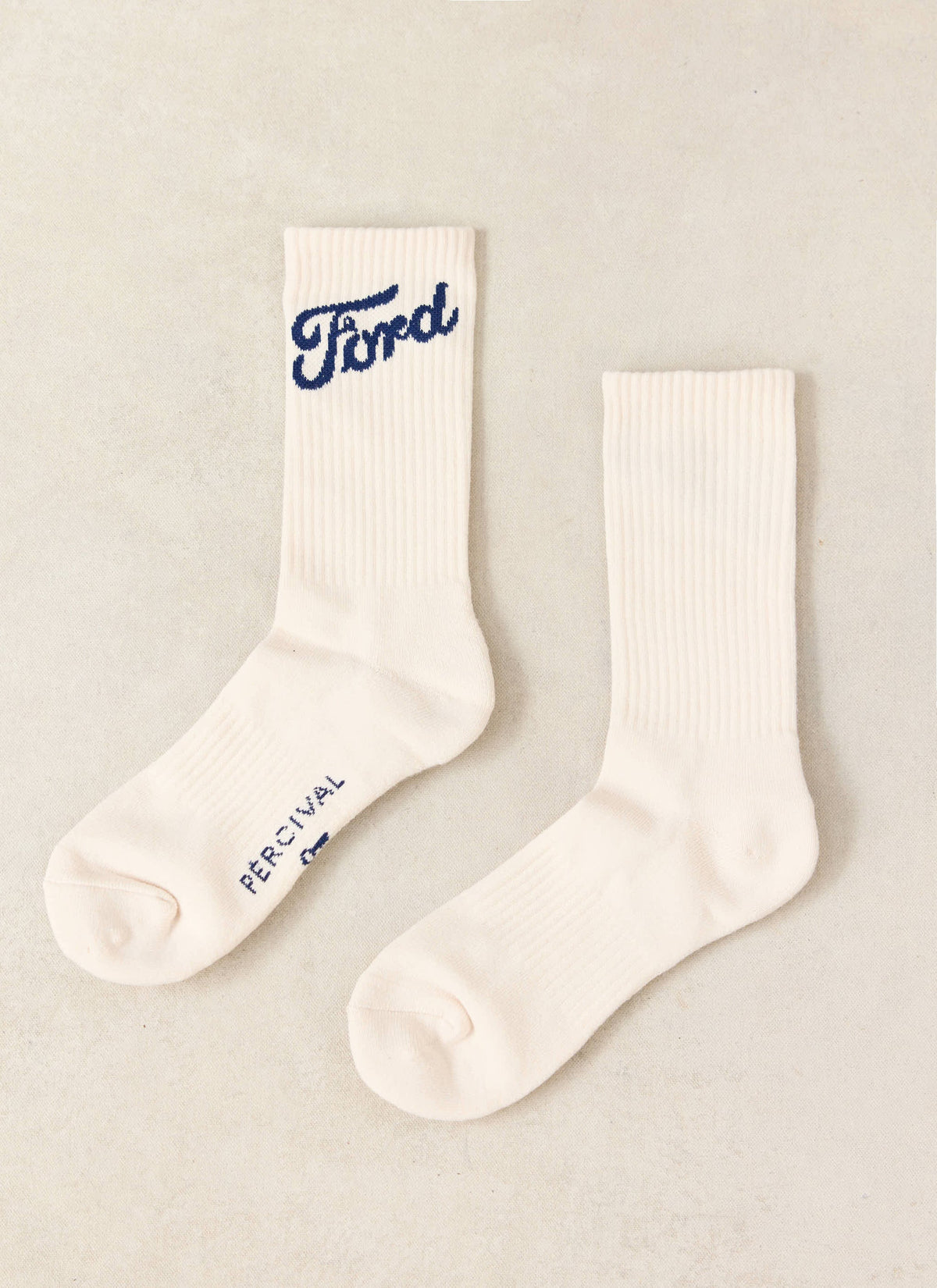 Men's Crew Socks - Cotton Blend - Cream - Ford x Percival | Percival