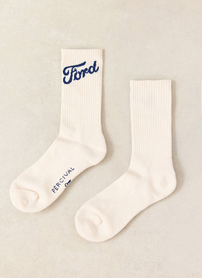 Men's Crew Socks - Cotton Blend - Cream - Ford x Percival | Percival