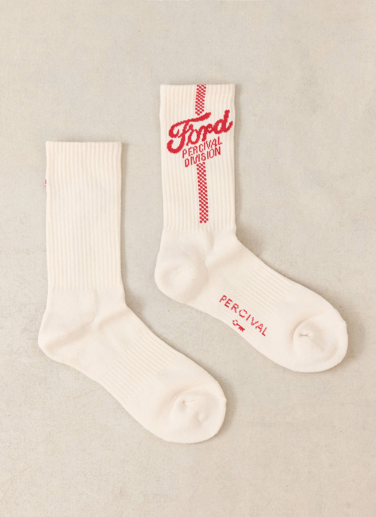 Men's Crew Motorsport Socks - Cotton - Cream - Ford x Percival | Percival