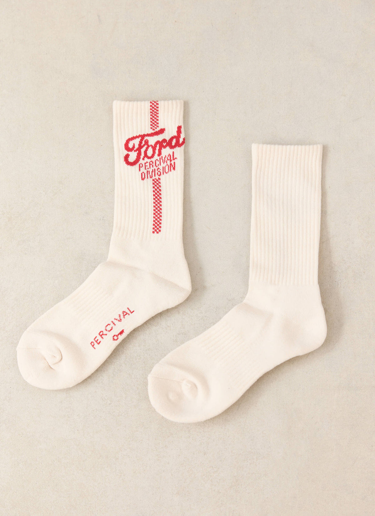 Men's Crew Motorsport Socks - Cotton - Cream - Ford x Percival | Percival