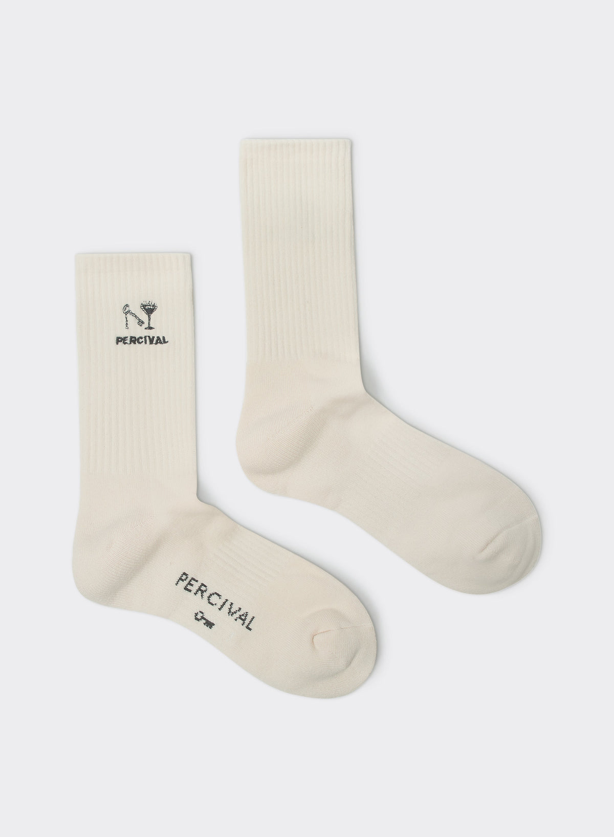 Men's Aperitivo Embroidered Socks - Cream Cotton | Percival