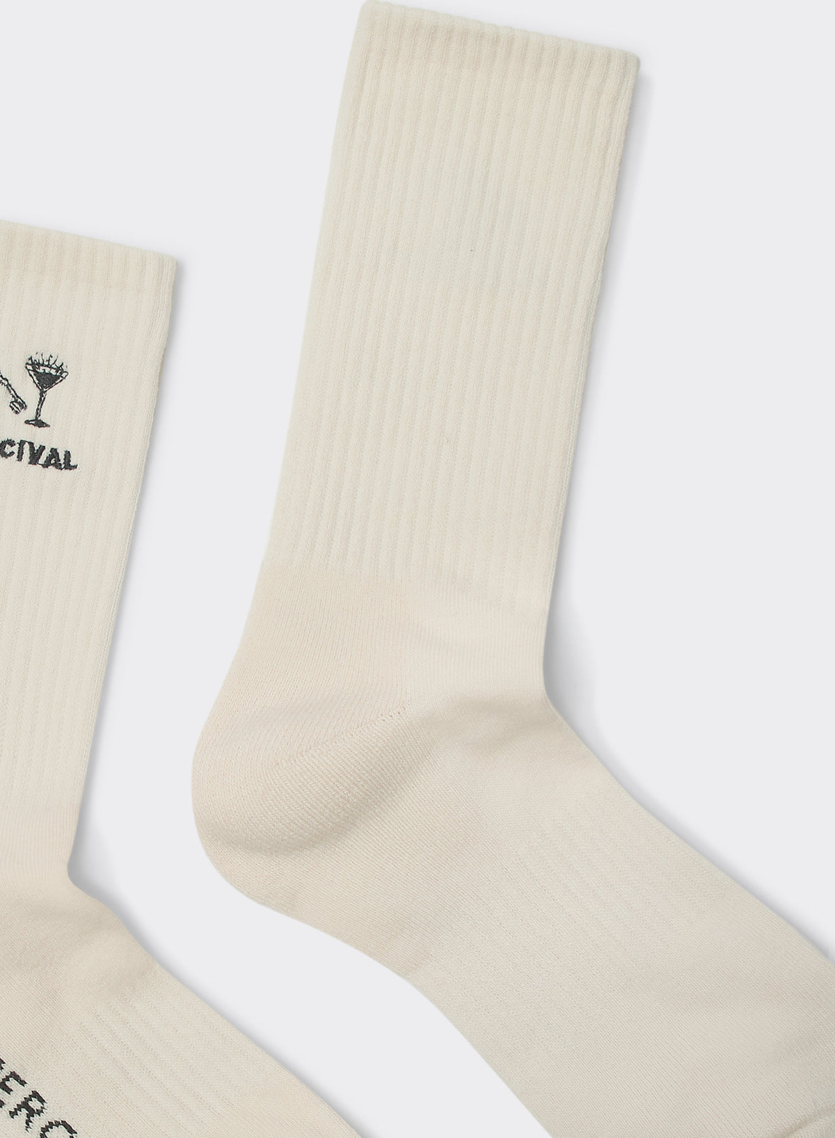 Men's Aperitivo Embroidered Socks - Cream Cotton | Percival