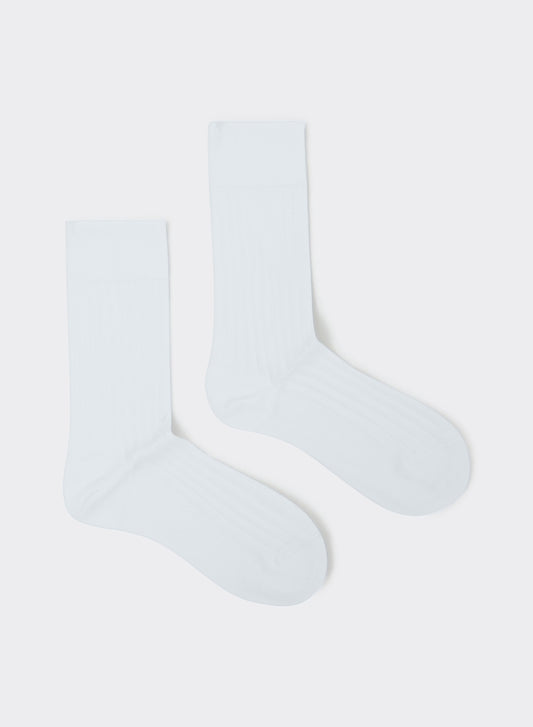Men's Loafer Dress Ribbed Socks - White - 100% Cotton | Percival