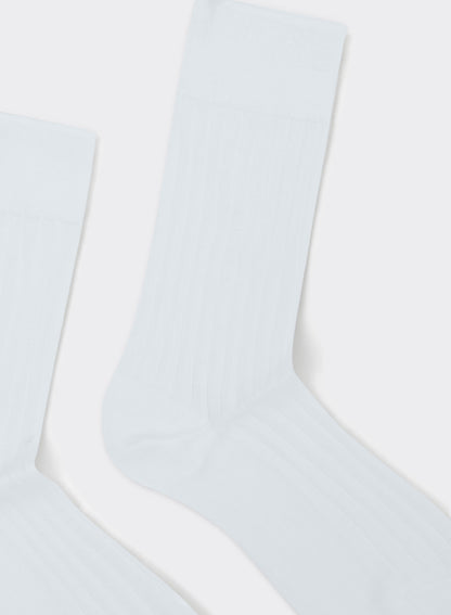 Men's Loafer Dress Ribbed Socks - White - 100% Cotton | Percival