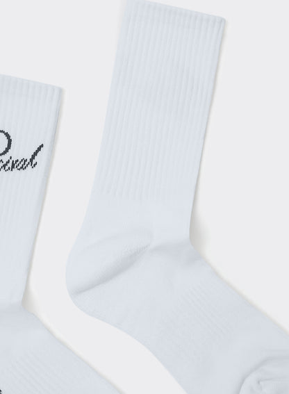 Men's Kingsley Jacquard Socks - White Cotton Crew | Percival