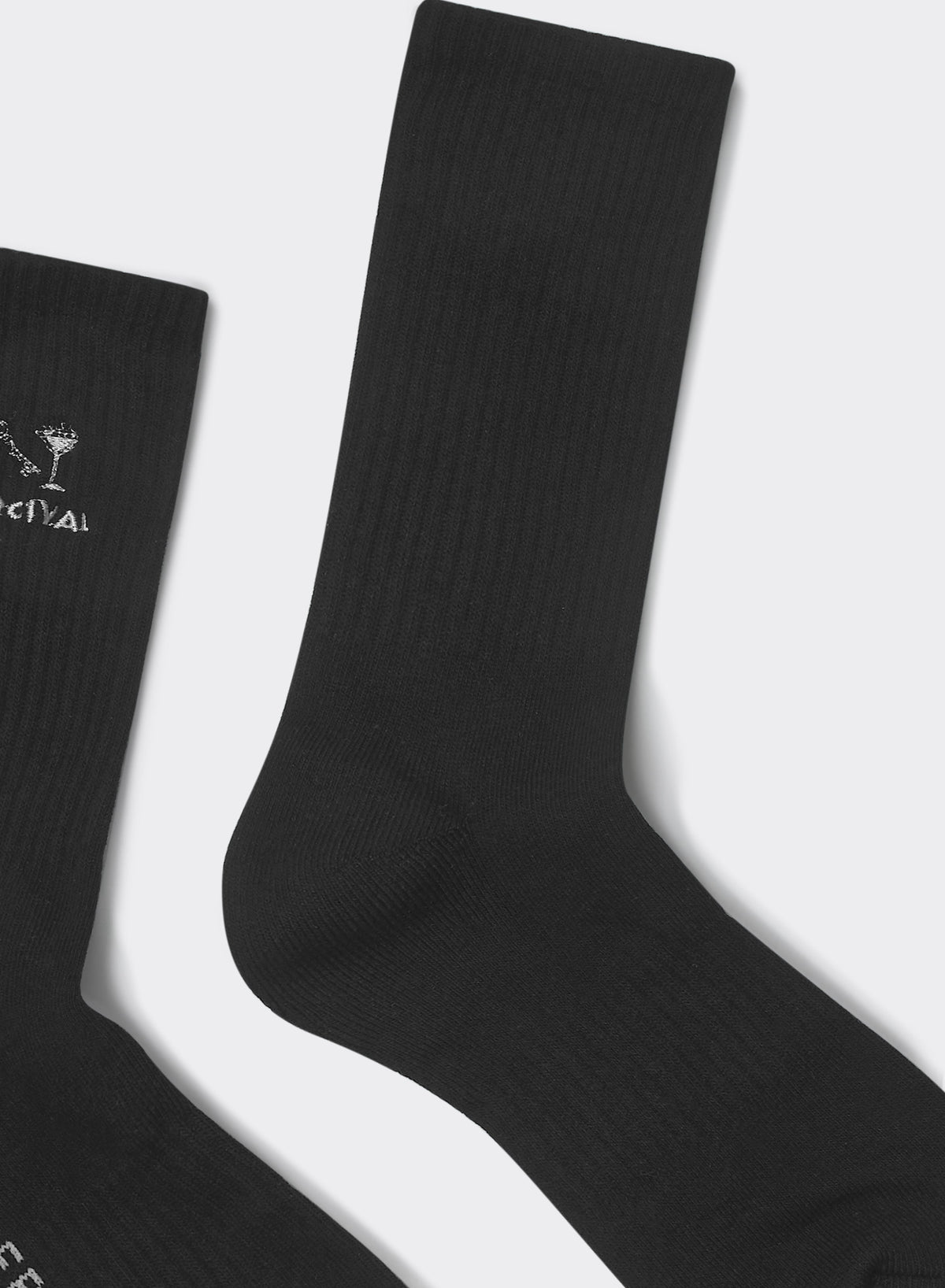 Men's Aperitivo Embroidered Socks - Black Cotton Crew | Percival