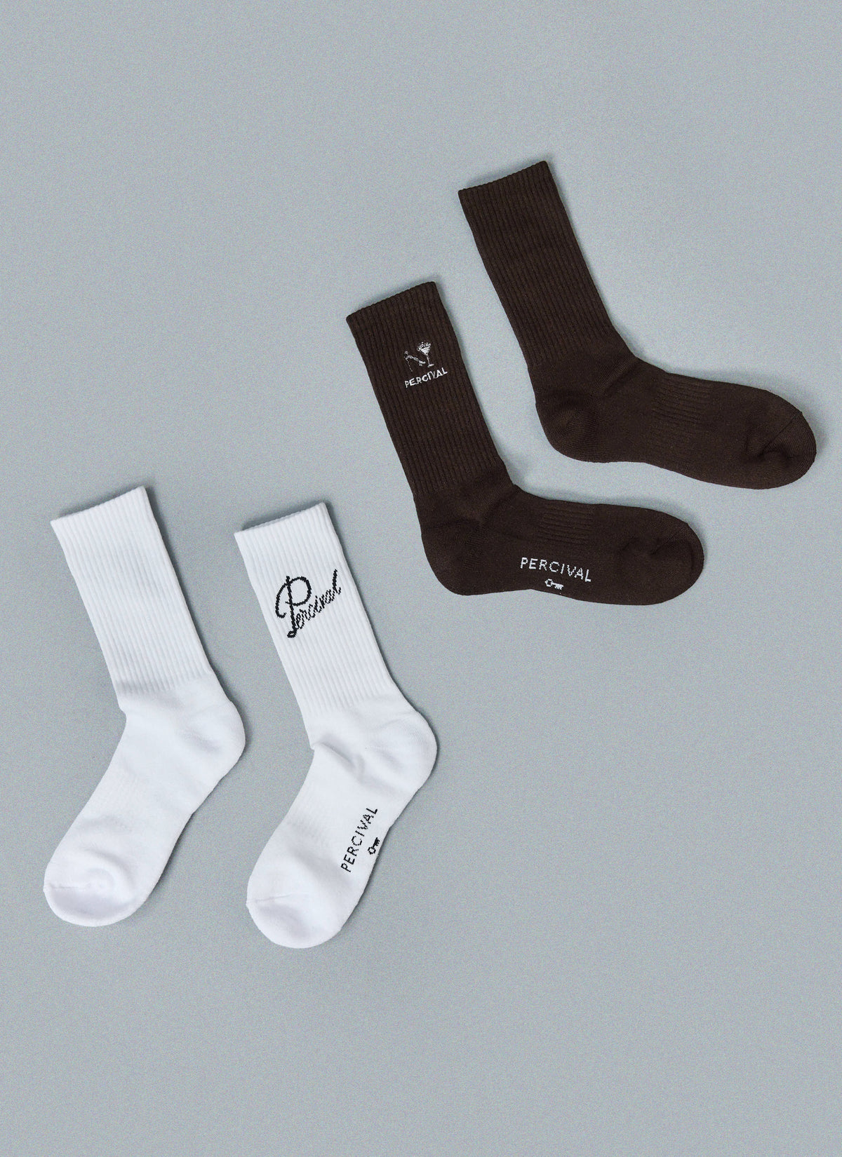 Men's Aperitivo Embroidered Socks - Black Cotton Crew | Percival