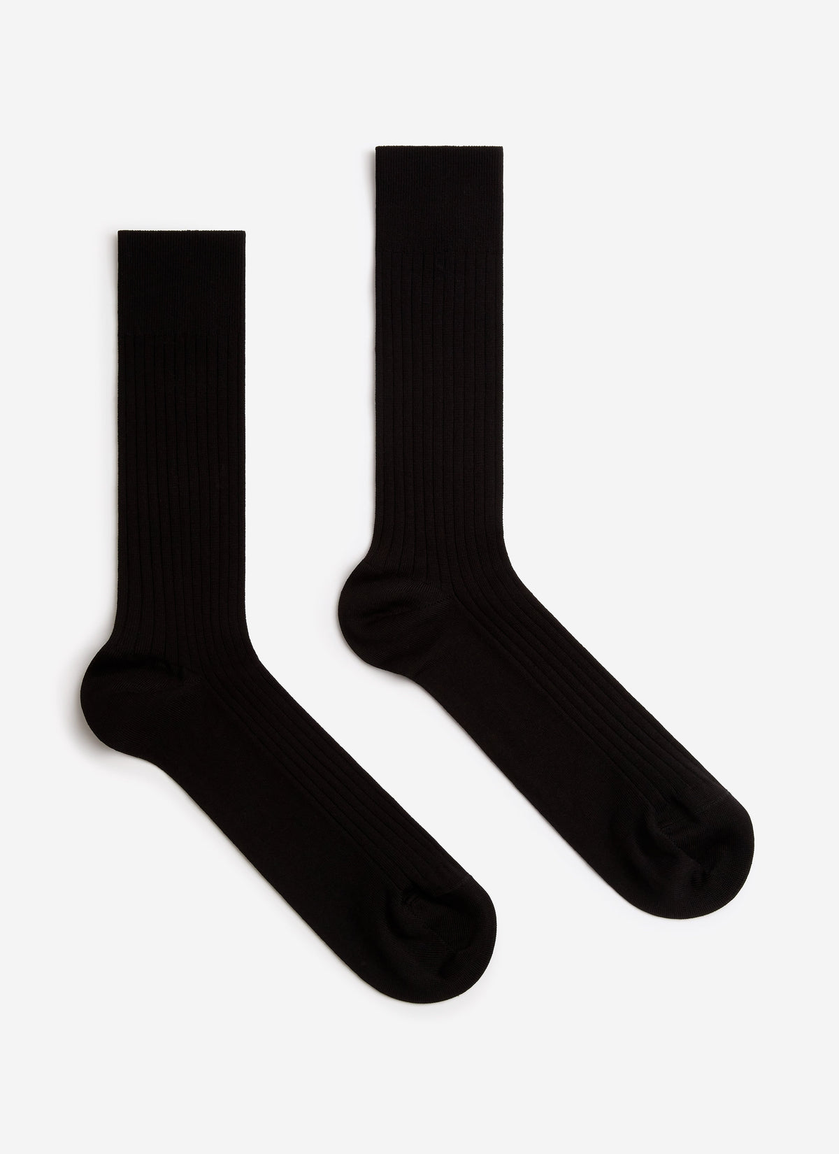 Men's RIbbed Dress Socks - Cotton - Black | Percival