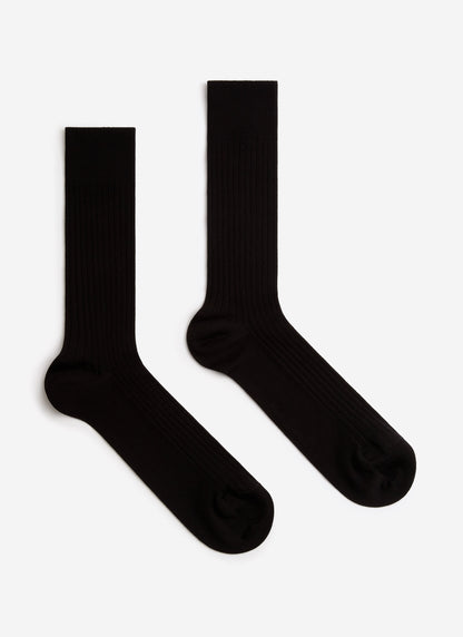 Men's RIbbed Dress Socks - Cotton - Black | Percival