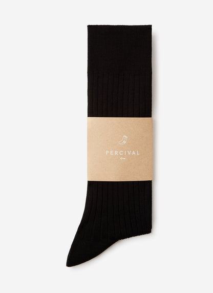 Men's RIbbed Dress Socks - Cotton - Black | Percival