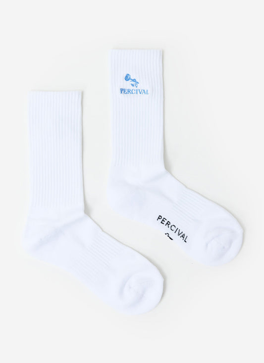 Smith Floral Embroidered Socks - Organic Cotton - White | Percival