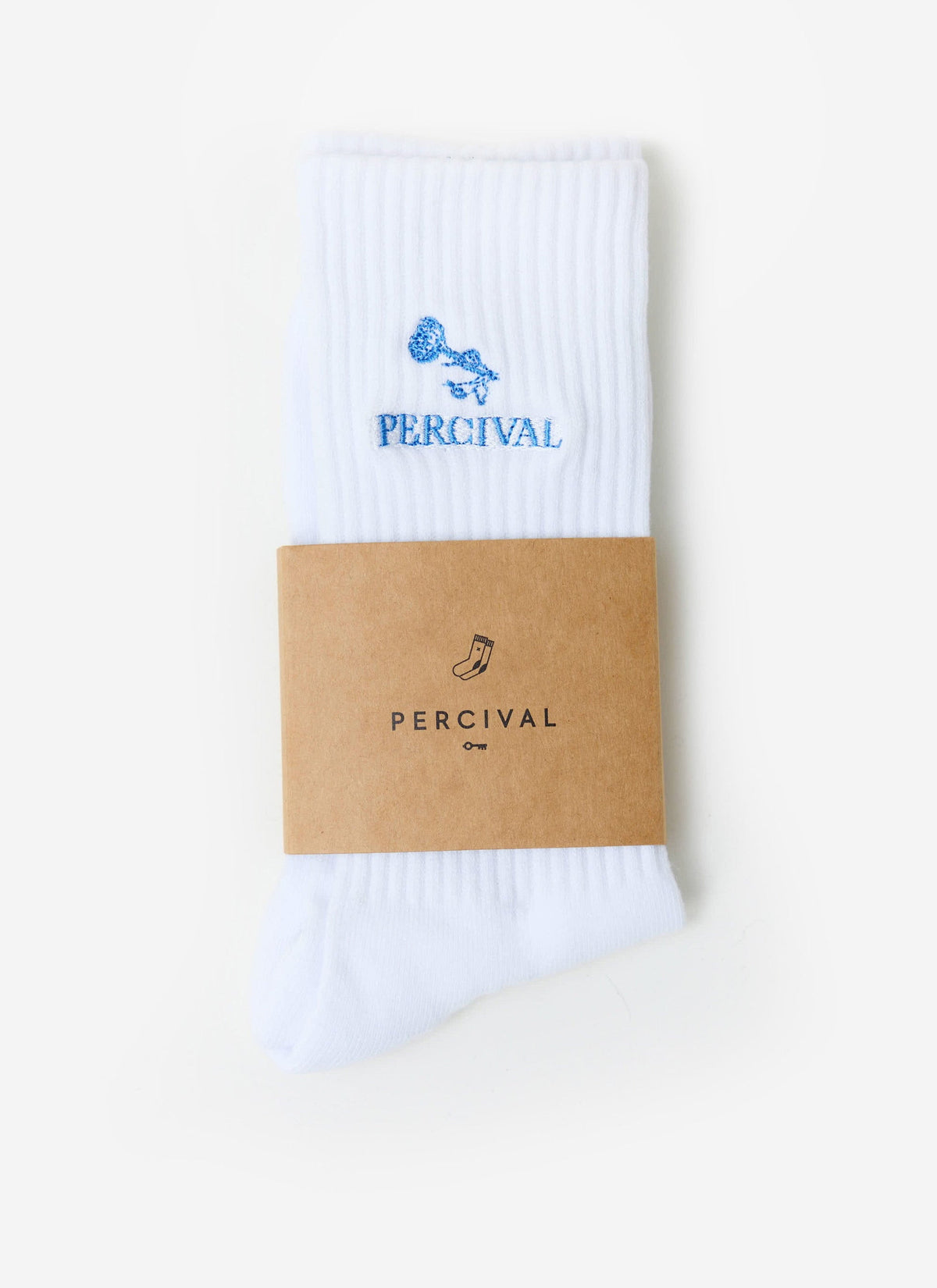 Smith Floral Embroidered Socks - Organic Cotton - White | Percival