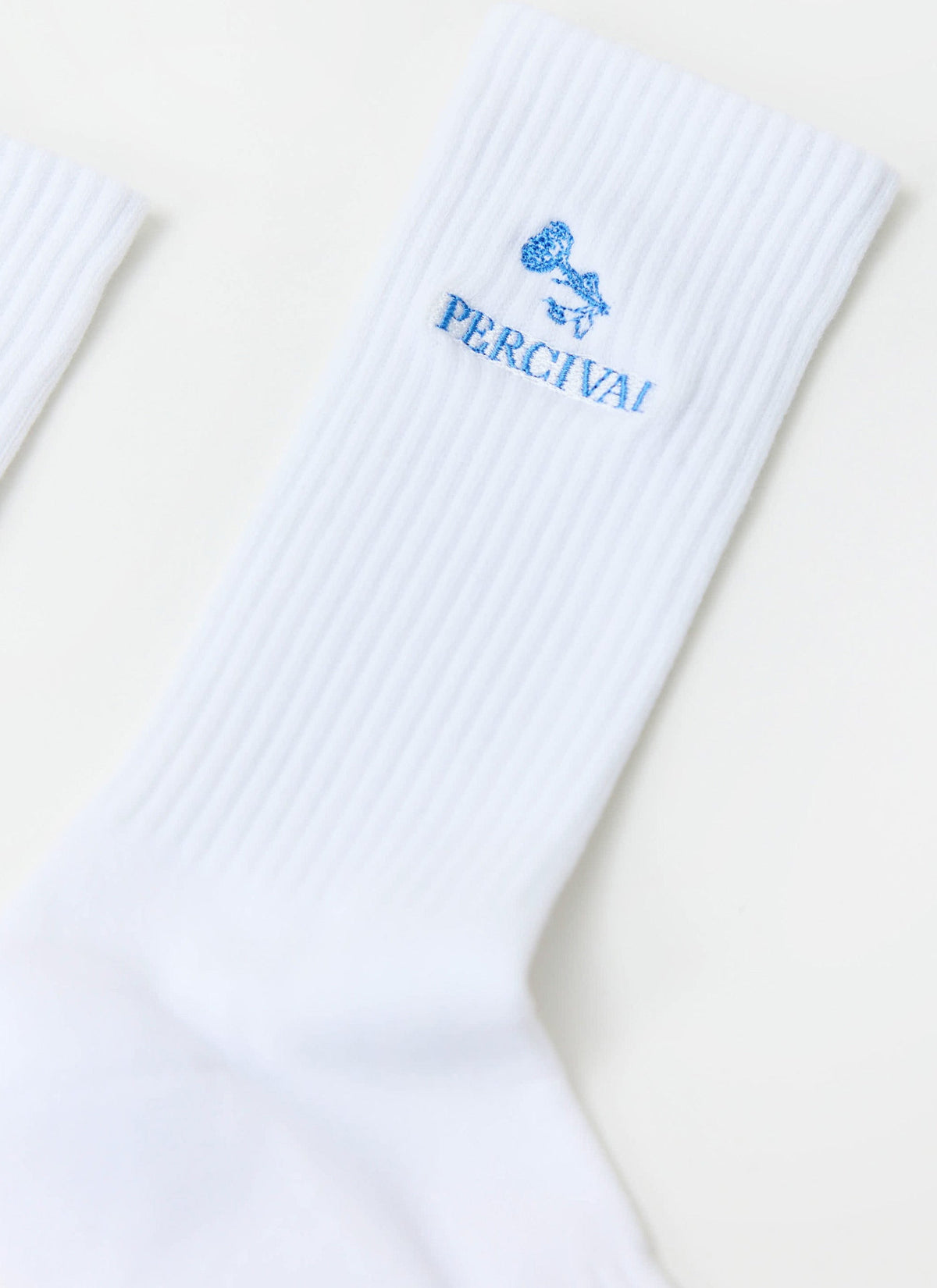 Smith Floral Embroidered Socks - Organic Cotton - White | Percival