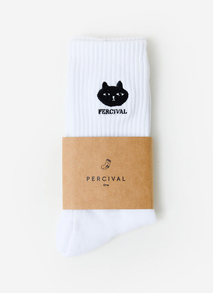 Perci Loaf Embroidered Socks - Organic Cotton - White | Percival