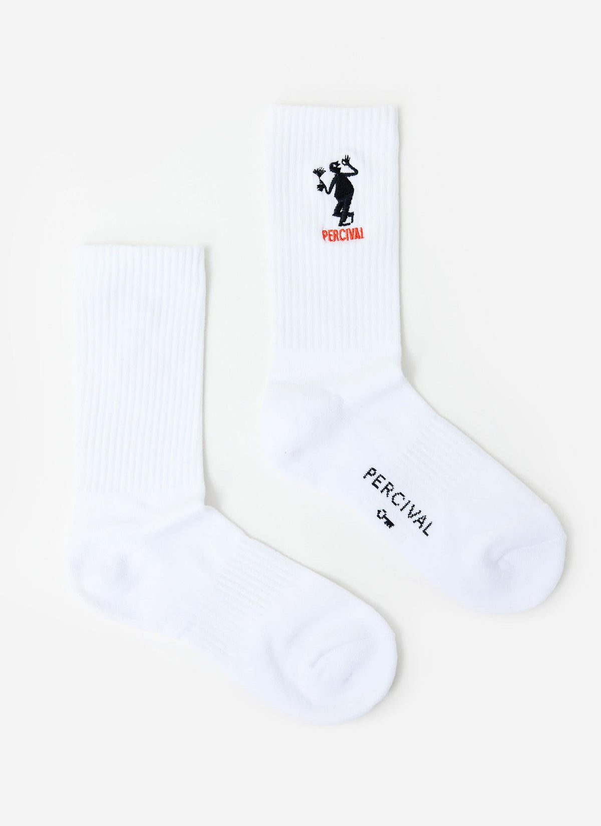 Carlo Mixologist Embroidered Socks - Organic Cotton - White | Percival