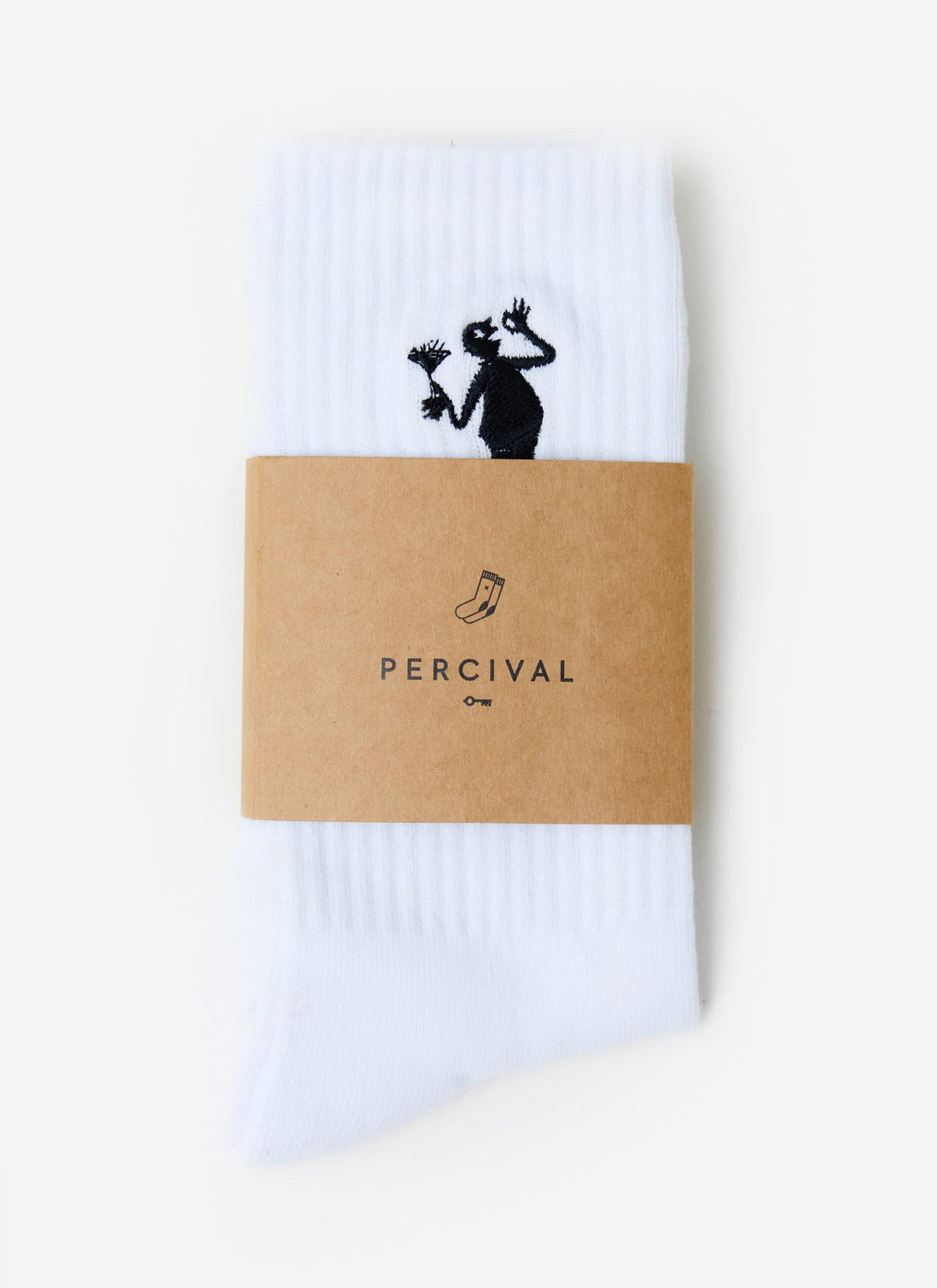 Carlo Mixologist Embroidered Socks - Organic Cotton - White | Percival