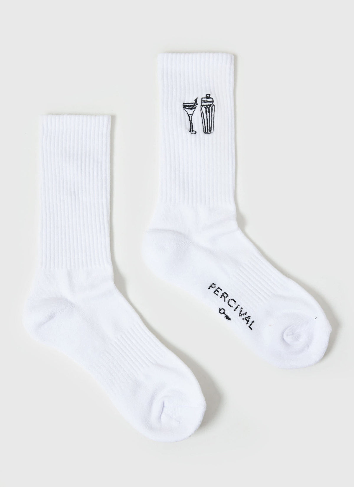 Mixologist Embroidered Socks - White | Percival
