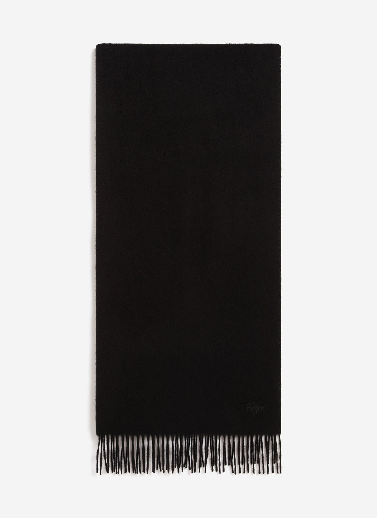 Men's Long Wool Scarf - Embroidered - Black | Percival
