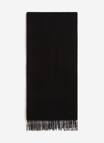 Men's Long Wool Scarf - Embroidered - Black | Percival