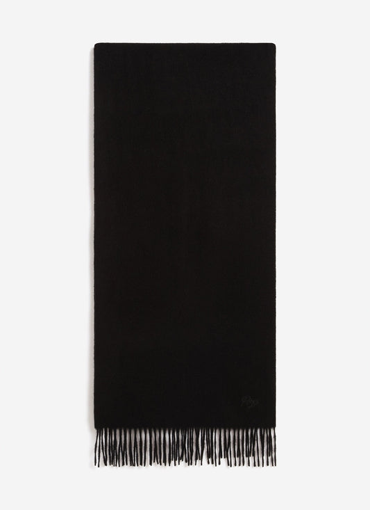 Men's Long Wool Scarf - Embroidered - Black | Percival