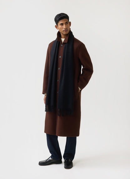 Men's Long Wool Scarf - Embroidered - Black | Percival